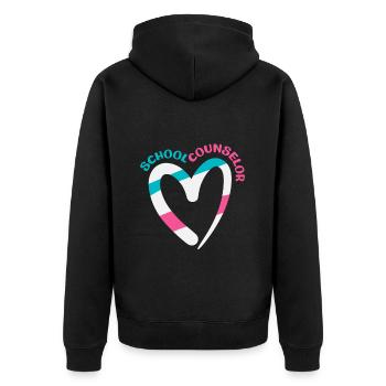 Conseiller d’école Coeur Forme Coloré - Veste à capuche bio Premium Unisexe - noir - Dos - Nico (187cm)