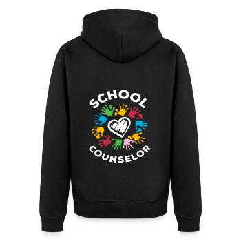 Schulberater Herz Handabdrücke - Unisex Premium Bio Zip Hoodie - Schwarz - Hinten - Nico (187cm)