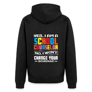 Ja, Ich Bin Schulberater, Nein, Ich Ändere Deinen - Unisex Premium Bio Zip Hoodie - Schwarz - Hinten - Nico (187cm)