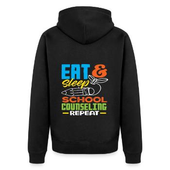 Manger Dormir Counseling Scolaire Motivation Répétée - Veste à capuche bio Premium Unisexe - noir - Dos - Nico (187cm)