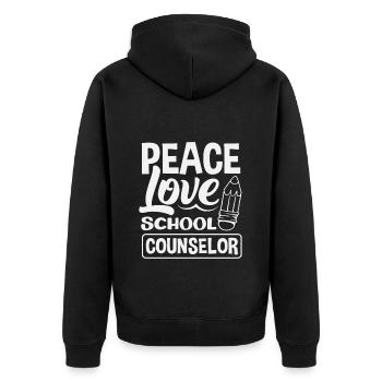 Graphique des conseillers scolaires Peace Love - Veste à capuche bio Premium Unisexe - noir - Dos - Nico (187cm)