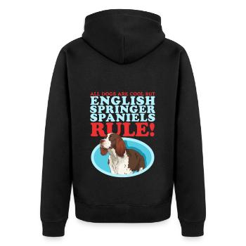 English Springer Spaniel Hund Geschenke - Unisex Premium Bio Zip Hoodie - Schwarz - Hinten - Nico (187cm)
