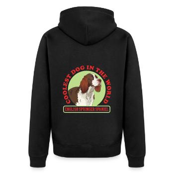 English Springer Spaniel Hunde Geschenk - Unisex Premium Bio Zip Hoodie - Schwarz - Hinten - Nico (187cm)