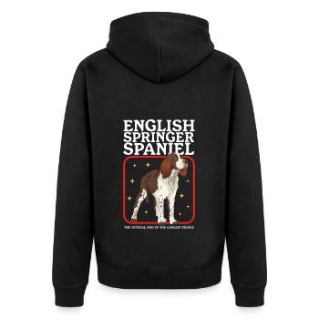 English Springer Spaniel Dog Owner Gifts - Unisex Premium Organic Zip Hoodie - black - Back - Nico (187cm)