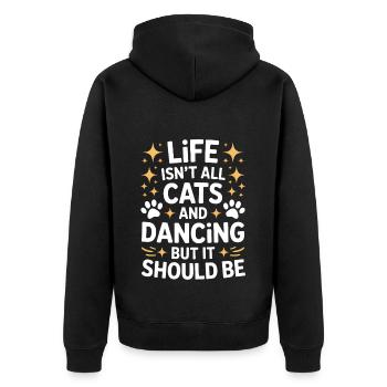 Dancing Saying Cats Dance Funny Dancing Gift - Unisex Premium Organic Zip Hoodie - black - Back - Nico (187cm)