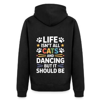 Dancing Saying Cats Dance Funny Dancing Gift - Unisex Premium Organic Zip Hoodie - black - Back - Nico (187cm)