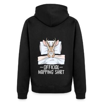 Official Napping shirt - Unisex Premium Organic Zip Hoodie - black - Back - Nico (187cm)