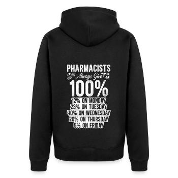 Pharmacy Tech Technician - Unisex Premium Bio Zip Hoodie - Schwarz - Hinten - Nico (187cm)