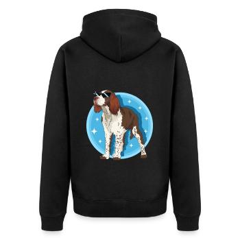 English Springer Spaniel Dog Gift - Unisex Premium Organic Zip Hoodie - black - Back - Nico (187cm)