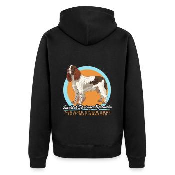 English Springer Spaniel Hunde Geschenke - Unisex Premium Bio Zip Hoodie - Schwarz - Hinten - Nico (187cm)
