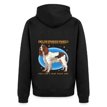 English Springer Spaniel Dog Owner Gift - Unisex Premium Organic Zip Hoodie - black - Back - Nico (187cm)