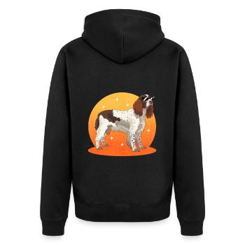 English Springer Spaniel Hund Geschenke - Unisex Premium Bio Zip Hoodie - Schwarz - Hinten - Nico (187cm)