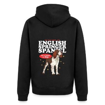 English Springer Spaniel Gift - Unisex Premium Organic Zip Hoodie - black - Back - Nico (187cm)