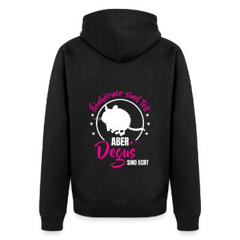 Degus are real common degu - Unisex Premium Organic Zip Hoodie - black - Back - Nico (187cm)