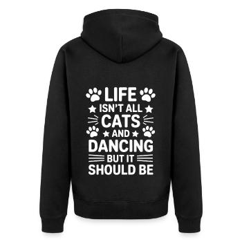 Dancing Saying Cats Dance Funny Dancing Gift - Unisex Premium Organic Zip Hoodie - black - Back - Nico (187cm)