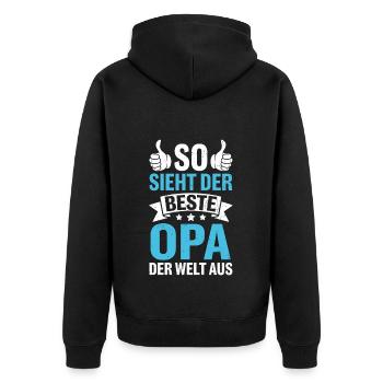 So Sieht Der Beste Opa Der Welt Aus - Unisex Premium Bio Zip Hoodie - Schwarz - Hinten - Nico (187cm)