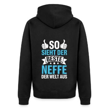 So Sieht Der Beste Neffe Der Welt Aus - Unisex Premium Bio Zip Hoodie - Schwarz - Hinten - Nico (187cm)