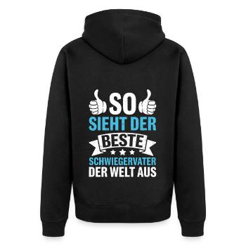 So Sieht Der Beste Schwiegervater Der Welt Aus - Unisex Premium Bio Zip Hoodie - Schwarz - Hinten - Nico (187cm)