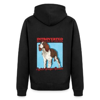 English Springer Spaniel Gift - Unisex Premium Organic Zip Hoodie - black - Back - Nico (187cm)