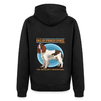English Springer Spaniel Dog Gift - Unisex Premium Organic Zip Hoodie - black - Back - Nico (187cm)