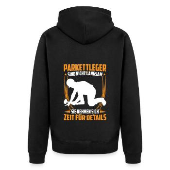 Parquet layer is slow floor layer - Unisex Premium Organic Zip Hoodie - black - Back - Nico (187cm)
