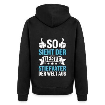 So Sieht Der Beste Stiefvater Der Welt Aus - Unisex Premium Bio Zip Hoodie - Schwarz - Hinten - Nico (187cm)