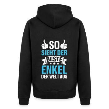 So Sieht Der Beste Enkel Der Welt Aus - Unisex Premium Bio Zip Hoodie - Schwarz - Hinten - Nico (187cm)