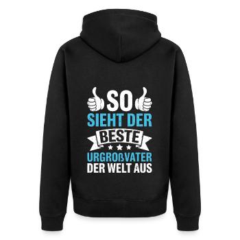 So Sieht Der Beste Urgroßvater Der Welt Aus - Unisex Premium Bio Zip Hoodie - Schwarz - Hinten - Nico (187cm)