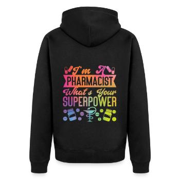 Pharmacy Tech Technician - Unisex Premium Organic Zip Hoodie - black - Back - Nico (187cm)