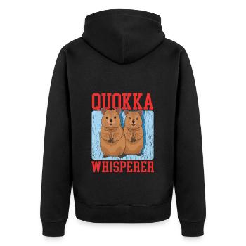 Quokkas Kurzschwanzkänguru Quokka Geschenk - Unisex Premium Bio Zip Hoodie - Schwarz - Hinten - Nico (187cm)