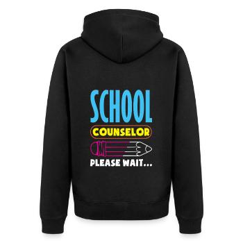 Conseillers scolaires S’il vous plaît Attendez Créatif - Veste à capuche bio Premium Unisexe - noir - Dos - Nico (187cm)
