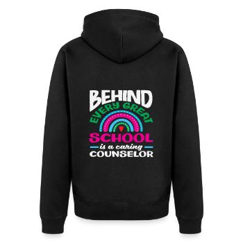 Hinter Jeder Guten Schule Steht Ein Fürsorglicher - Unisex Premium Bio Zip Hoodie - Schwarz - Hinten - Nico (187cm)