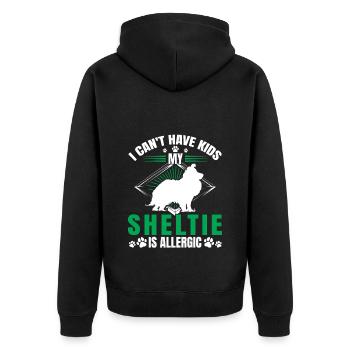 Sheltie is allergic to Shetland Sheepdog - Unisex Premium Organic Zip Hoodie - black - Back - Nico (187cm)
