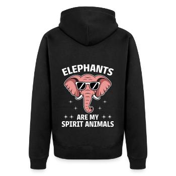 Elephant Saying Africa Funny Elephant Gift - Unisex Premium Organic Zip Hoodie - black - Back - Nico (187cm)