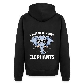 Elephant Saying Africa Funny Elephant Gift - Unisex Premium Organic Zip Hoodie - black - Back - Nico (187cm)