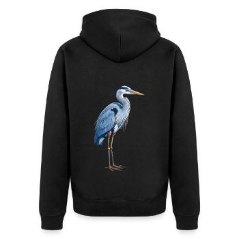 Elegant Blue Heron - Unisex Premium Bio Zip Hoodie - Schwarz - Hinten - Nico (187cm)