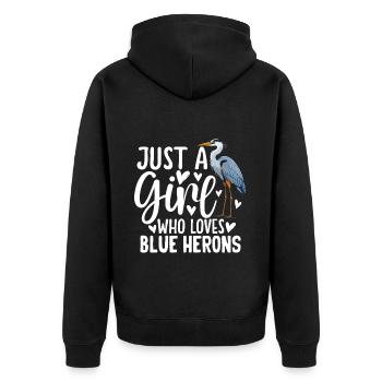 Just a Girl Who Loves Blue Herons - Unisex Premium Bio Zip Hoodie - Schwarz - Hinten - Nico (187cm)