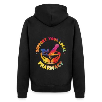 Pharmacy Tech Technician - Unisex Premium Organic Zip Hoodie - black - Back - Nico (187cm)