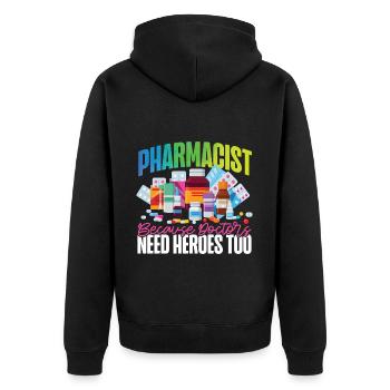 Pharmacy Tech Technician - Unisex Premium Organic Zip Hoodie - black - Back - Nico (187cm)