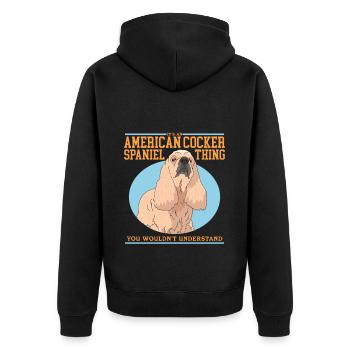 American Cocker Spaniel Owner Gift - Unisex Premium Organic Zip Hoodie - black - Back - Nico (187cm)