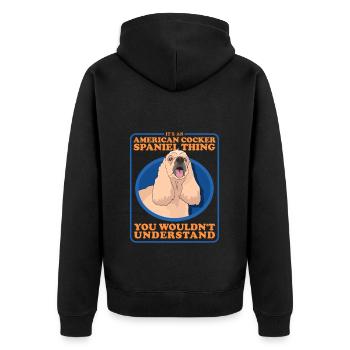 American Cocker Spaniel Owner Gifts - Unisex Premium Organic Zip Hoodie - black - Back - Nico (187cm)