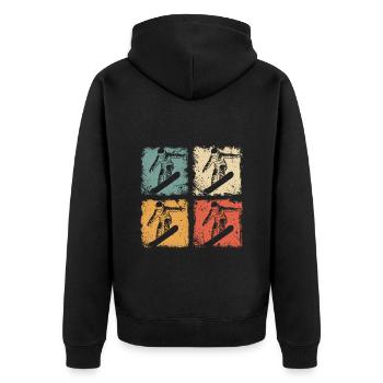 Vintage Snowboarder Winterspaß Snowboard Grafik - Unisex Premium Bio Zip Hoodie - Schwarz - Hinten - Nico (187cm)