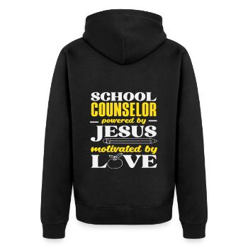 Schulberater Von Jesus Angetrieben Und Liebe - Unisex Premium Bio Zip Hoodie - Schwarz - Hinten - Nico (187cm)