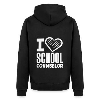 J’aime le motif du cœur du conseiller d’école - Veste à capuche bio Premium Unisexe - noir - Dos - Nico (187cm)