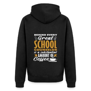 Derrière chaque grand conseiller scolaire, beaucoup de café - Veste à capuche bio Premium Unisexe - noir - Dos - Nico (187cm)