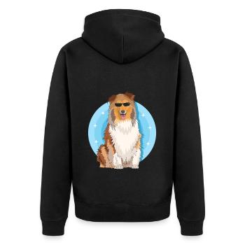 Collie Hunde Langhaarcollie Rough Collies Geschenk - Unisex Premium Bio Zip Hoodie - Schwarz - Hinten - Nico (187cm)