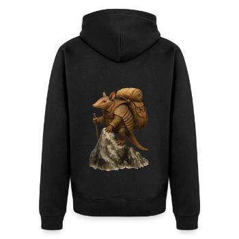 Armadillo Gürteltier Wandern - Unisex Premium Bio Zip Hoodie - Schwarz - Hinten - Nico (187cm)