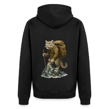 Snow Leopard Hiking - Unisex Premium Organic Zip Hoodie - black - Back - Nico (187cm)