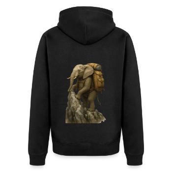 Randonnée à dos d’éléphant - Veste à capuche bio Premium Unisexe - noir - Dos - Nico (187cm)