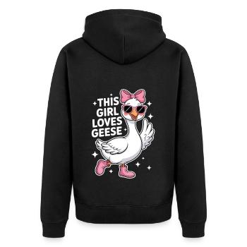 Gans Spruch Mädchen Gänse Lustiges Gans Geschenk - Unisex Premium Bio Zip Hoodie - Schwarz - Hinten - Nico (187cm)